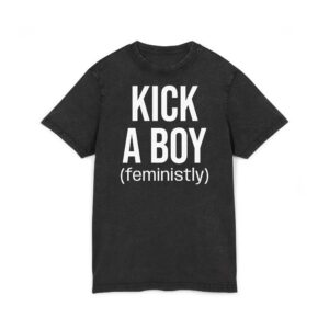 Home kick a boy (feministly) acid wash tee